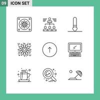 Editable Vector Line Pack of 9 Simple Outlines of web communication draw browser thanksgiving Editable Vector Design Elements
