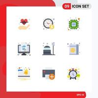 Group of 9 Modern Flat Colors Set for colony transfer computer transaction banking Editable Vector Design Elements