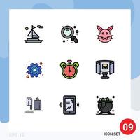 9 Creative Icons Modern Signs and Symbols of education alarm bynny labour gear Editable Vector Design Elements