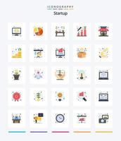 Creative Startup 25 Flat icon pack  Such As market. growth. desk. career. monitor vector