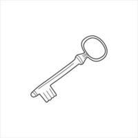 Hand-drawn old key doodle icon. Vector Illustration in cartoon style on white background. Simple drawing