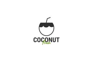 Flat coconut icon logo design vector template illustration