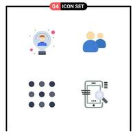 Modern Set of 4 Flat Icons and symbols such as bulb call person group numbers Editable Vector Design Elements