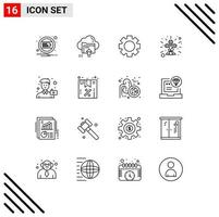 16 Universal Outline Signs Symbols of image sign computing religion christian Editable Vector Design Elements