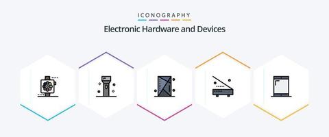 dispositivos 25 línea de relleno icono paquete incluso equipo. eléctrico. tecnología. dispositivos. contorno vector