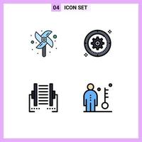 4 Universal Filledline Flat Colors Set for Web and Mobile Applications toy connection setting wheel digital Editable Vector Design Elements