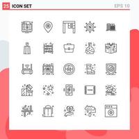 Set of 25 Modern UI Icons Symbols Signs for global business dollar office furniture Editable Vector Design Elements