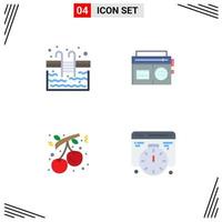 Pack of 4 Modern Flat Icons Signs and Symbols for Web Print Media such as pool christmas swimming music holiday Editable Vector Design Elements