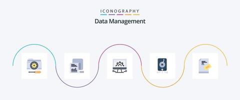 Data Management Flat 5 Icon Pack Including file. backup. list. web. settings vector