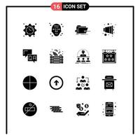 16 User Interface Solid Glyph Pack of modern Signs and Symbols of speaker half ufo audio tech Editable Vector Design Elements