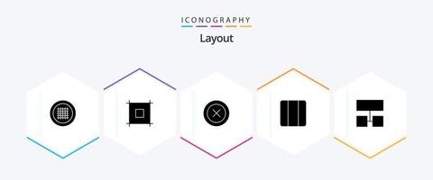 Layout 25 Glyph icon pack including structure. layout. ui. layout. grid vector