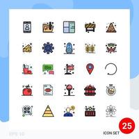 25 Universal Filled line Flat Colors Set for Web and Mobile Applications buoy attention buildings sign block Editable Vector Design Elements