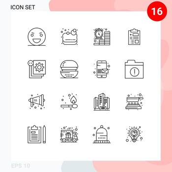 Pack of 16 creative Outlines of coding health business record money Editable Vector Design Elements