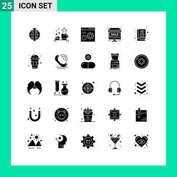sólido glifo paquete de 25 universal símbolos de en línea programación amor desarrollo codificación editable vector diseño elementos