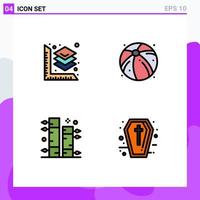 4 Creative Icons Modern Signs and Symbols of scale plant ball bamboo coffin Editable Vector Design Elements