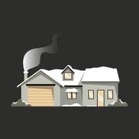 ilustración de temporada de invierno de nieve única de diseño de casa minimalista vector