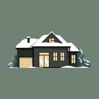 Minimalist House Design Unique Snow Winter Season Illustration vector