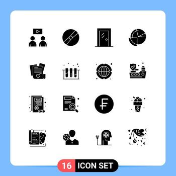 editable vector línea paquete de dieciséis sencillo sólido glifos de supervisión datos puerta gráfico habitación editable vector diseño elementos