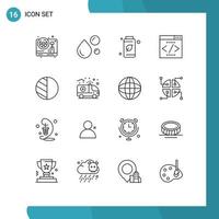 Set of 16 Vector Outlines on Grid for editing interface search engine omega interface green Editable Vector Design Elements