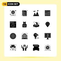 16 Thematic Vector Solid Glyphs and Editable Symbols of mac app accomplished ui document Editable Vector Design Elements