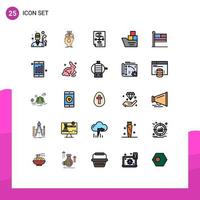 Modern Set of 25 Filled line Flat Colors and symbols such as transportation good head box process Editable Vector Design Elements