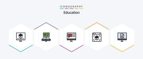 Education 25 FilledLine icon pack including learning. education. school. video. multimedia vector