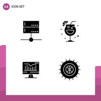 Solid Glyph Pack of 4 Universal Symbols of admin static server party monitor Editable Vector Design Elements