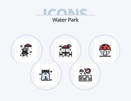 agua parque línea lleno icono paquete 5 5 icono diseño. . agua. parque. romance. fuente vector