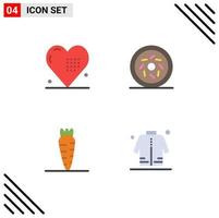 Set of 4 Commercial Flat Icons pack for celebration food holiday food jacket Editable Vector Design Elements