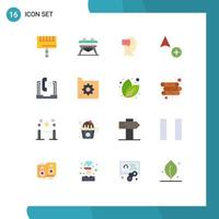 Group of 16 Flat Colors Signs and Symbols for laptop contact dialog communication copy Editable Pack of Creative Vector Design Elements