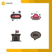 Mobile Interface Filledline Flat Color Set of 4 Pictograms of off estate toggle hat mario Editable Vector Design Elements