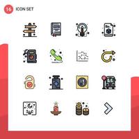 Set of 16 Modern UI Icons Symbols Signs for descriptive statistics printing law printer share Editable Creative Vector Design Elements