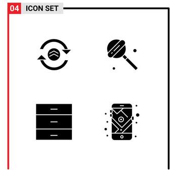 4 Universal Solid Glyphs Set for Web and Mobile Applications arrow furniture computing food gps Editable Vector Design Elements