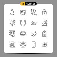 Outline Pack of 16 Universal Symbols of service hotel plan bellboy planet Editable Vector Design Elements