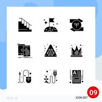 Editable Vector Line Pack of 9 Simple Solid Glyphs of biological move left management transfer Editable Vector Design Elements