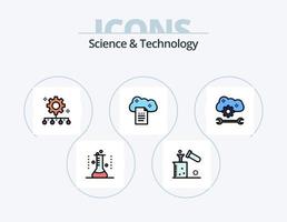 Science And Technology Line Filled Icon Pack 5 Icon Design. modeling application. computer graphics. science knowledge. test tube. lab flask vector