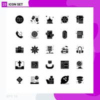 User Interface Pack of 25 Basic Solid Glyphs of dry game achievement soccer ball Editable Vector Design Elements