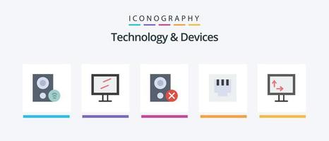 dispositivos plano 5 5 icono paquete incluso ancho. altura. ordenadores. puerto. eliminar. creativo íconos diseño vector