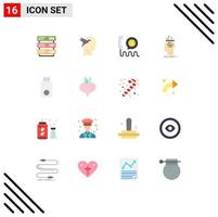 Pack of 16 Modern Flat Colors Signs and Symbols for Web Print Media such as thinking conclusion contact brain rating Editable Pack of Creative Vector Design Elements