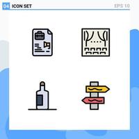 4 Creative Icons Modern Signs and Symbols of file drink bag party index Editable Vector Design Elements