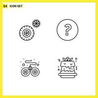 Pictogram Set of 4 Simple Filledline Flat Colors of tires cake circle controller food Editable Vector Design Elements