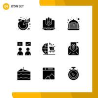 Set of 9 Modern UI Icons Symbols Signs for online answers laptop sweets cake Editable Vector Design Elements