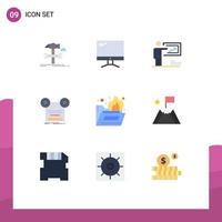 Group of 9 Modern Flat Colors Set for retro record imac man strategy Editable Vector Design Elements