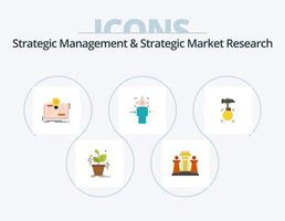 Strategic Management And Strategic Market Research Flat Icon Pack 5 Icon Design. goal. target. technology. focus. story vector