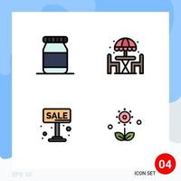 User Interface Pack of 4 Basic Filledline Flat Colors of bottle sign living sale flora Editable Vector Design Elements