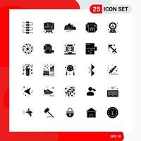 Universal Icon Symbols Group of 25 Modern Solid Glyphs of location hr nature employee film Editable Vector Design Elements