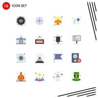 Modern Set of 16 Flat Colors Pictograph of photo photography up camera up Editable Pack of Creative Vector Design Elements
