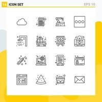 Modern Set of 16 Outlines Pictograph of present bathroom atoumated bath list Editable Vector Design Elements