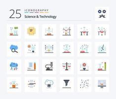 Science And Technology 25 Flat Color icon pack including cloud service. cloud computing. motherboard. science lab. science vector