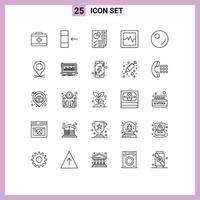 Universal Icon Symbols Group of 25 Modern Lines of pin map page location peas Editable Vector Design Elements